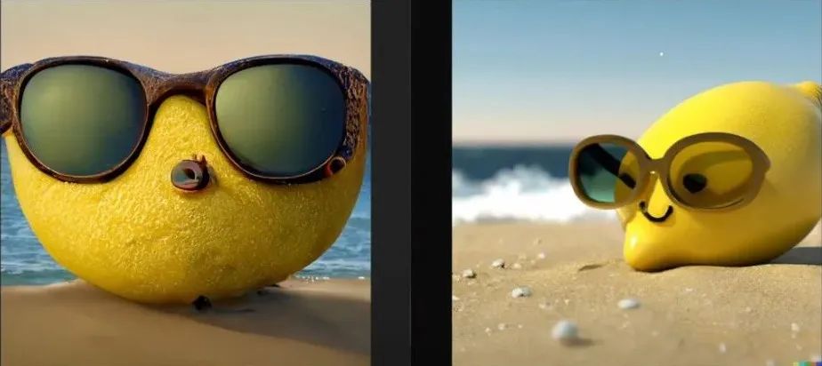 “一颗柠檬戴着墨镜在沙滩上休息”-人工智能请创作