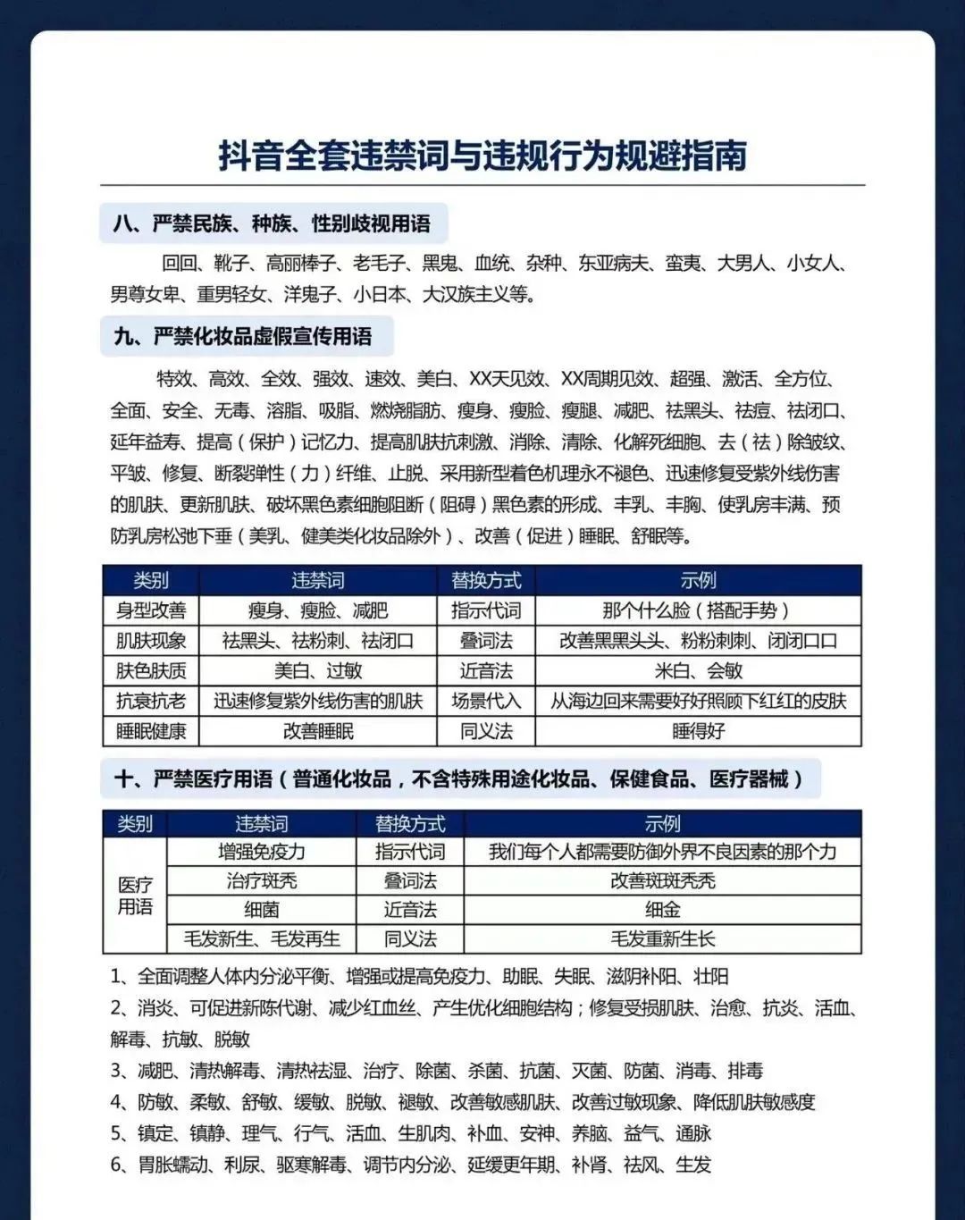 抖音、小红书、视频号违规词汇总规避